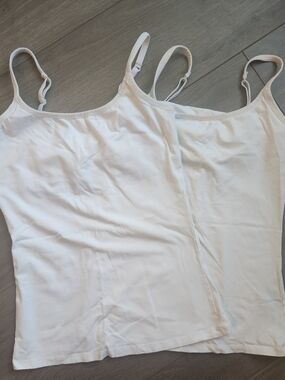 Pact White Cotton Camisoles with Adjustable Straps NWOT